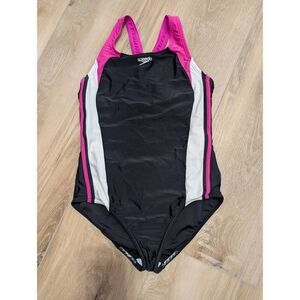 Speedo Competition Swimming Suit Racerback Open Back Cutout Girls Size 16